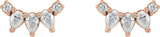 14K Gold Pear Natural Diamond Curved Bar Earrings - Rose Gold - view 2