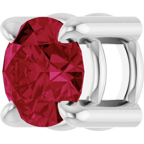Platinum Round Natural Ruby Solitaire Slide Necklace or Pendant - view 2