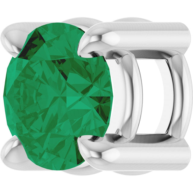 Platinum Round Lab-Grown Emerald Solitaire Slide Necklace or Pendant - view 2