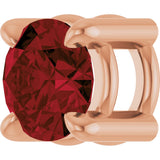 14K Gold Round Natural Mozambique Garnet Solitaire Slide Necklace or Pendant - Rose Gold - view 2