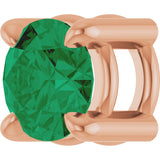14K Gold Round Natural Emerald Solitaire Slide Necklace or Pendant - Rose Gold - view 2