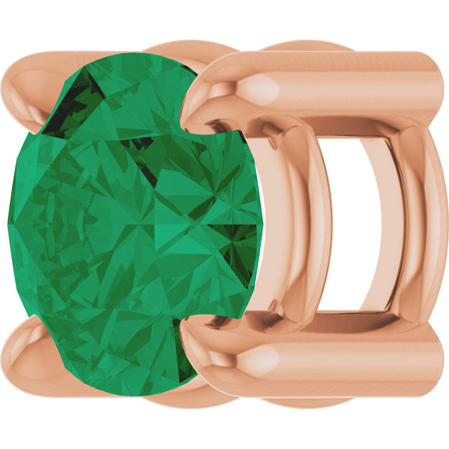 14K Gold Round Lab-Grown Emerald Solitaire Slide Necklace or Pendant - Rose Gold - view 2
