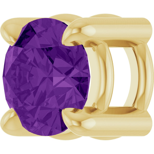 14K Gold Round Natural Amethyst Solitaire Slide Necklace or Pendant - Yellow Gold - view 2
