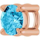 14K Gold Round Natural Aquamarine Solitaire Slide Necklace or Pendant - Rose Gold - view 2