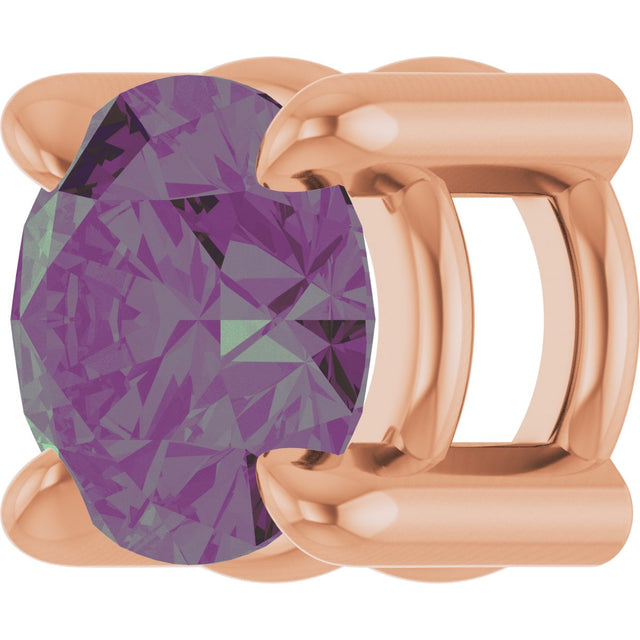 14K Gold Round Lab-Grown Alexandrite Solitaire Slide Necklace or Pendant - Rose Gold - view 2