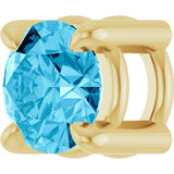 14K Gold Round Natural Aquamarine Solitaire Slide Necklace or Pendant - Yellow Gold - view 2