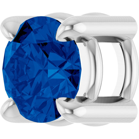 Platinum Round Natural Blue Sapphire Solitaire Slide Necklace or Pendant - view 2