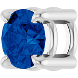 14K Gold Round Natural Blue Sapphire Solitaire Slide Necklace or Pendant - White Gold - view 2