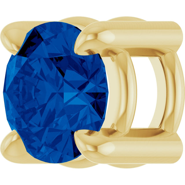 14K Gold Round Natural Blue Sapphire Solitaire Slide Necklace or Pendant - Yellow Gold - view 2