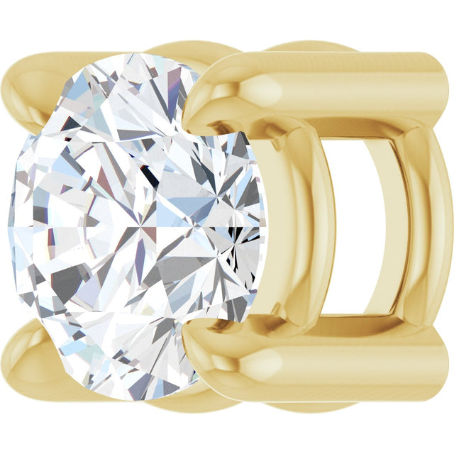 14K Gold Round Natural White Sapphire Solitaire Slide Necklace or Pendant - Yellow Gold - view 2