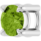 Platinum Round Natural Peridot Solitaire Slide Necklace or Pendant - view 2
