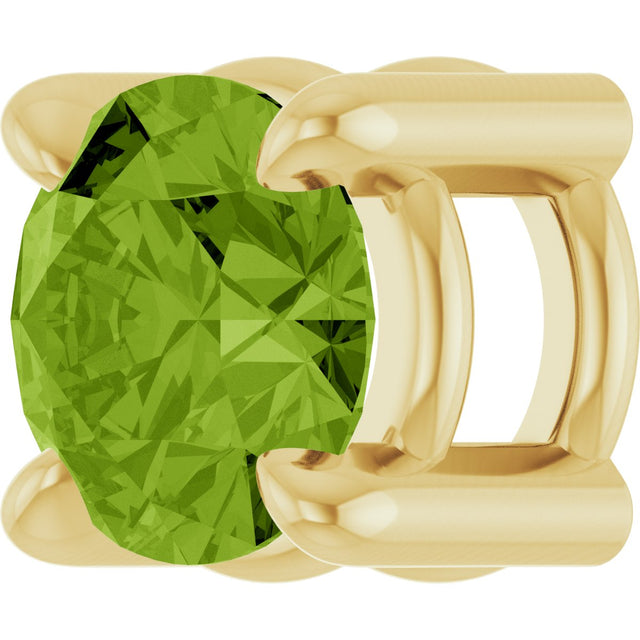 14K Gold Round Natural Peridot Solitaire Slide Necklace or Pendant - Yellow Gold - view 2