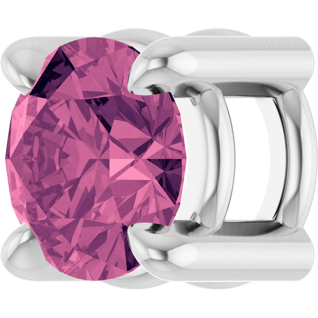 Platinum Round Natural Pink Tourmaline Solitaire Slide Necklace or Pendant - view 2