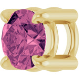 14K Gold Round Natural Pink Tourmaline Solitaire Slide Necklace or Pendant - Yellow Gold - view 2