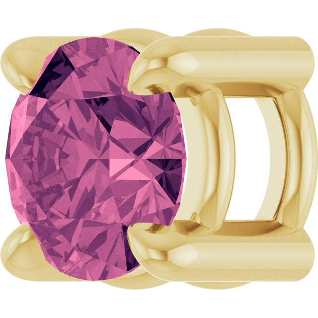 14K Gold Round Natural Pink Tourmaline Solitaire Slide Necklace or Pendant - Yellow Gold - view 2