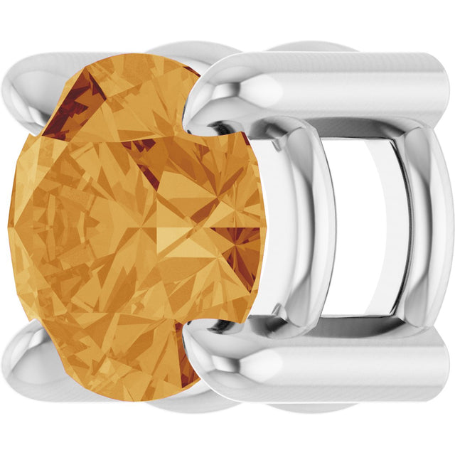 14K Gold Round Natural Citrine Solitaire Slide Necklace or Pendant - White Gold - view 2