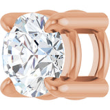 14K Gold Round Natural White Sapphire Solitaire Slide Necklace or Pendant - Rose Gold - view 2