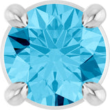 14K Gold Round Natural Aquamarine Solitaire Slide Necklace or Pendant - White Gold