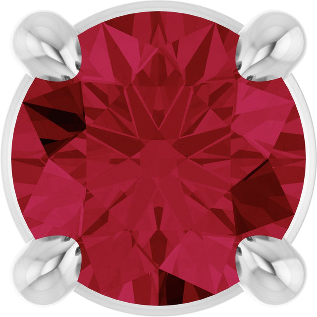 Platinum Round Lab-Grown Ruby Solitaire Slide Necklace or Pendant