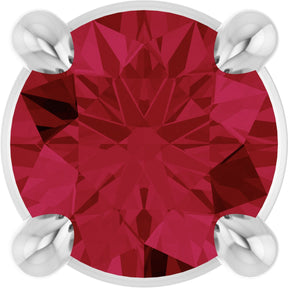 14K Gold Round Lab-Grown Ruby Solitaire Slide Necklace or Pendant - White Gold