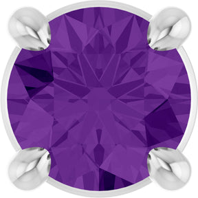 14K Gold Round Natural Amethyst Solitaire Slide Necklace or Pendant - White Gold