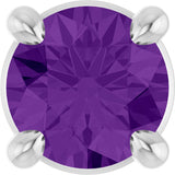 Platinum Round Natural Amethyst Solitaire Slide Necklace or Pendant