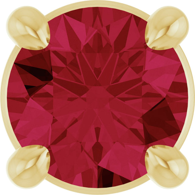 14K Gold Round Lab-Grown Ruby Solitaire Slide Necklace or Pendant - Yellow Gold