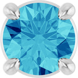 Platinum Round Natural Blue Zircon Solitaire Slide Necklace or Pendant