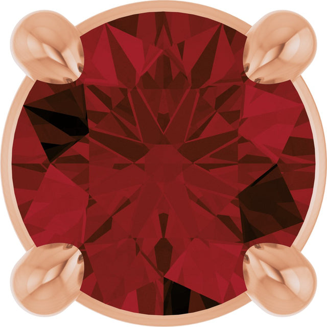 14K Gold Round Natural Mozambique Garnet Solitaire Slide Necklace or Pendant - Rose Gold