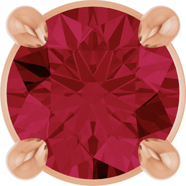 14K Gold Round Lab-Grown Ruby Solitaire Slide Necklace or Pendant - Rose Gold