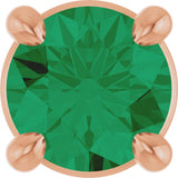 14K Gold Round Natural Emerald Solitaire Slide Necklace or Pendant - Rose Gold