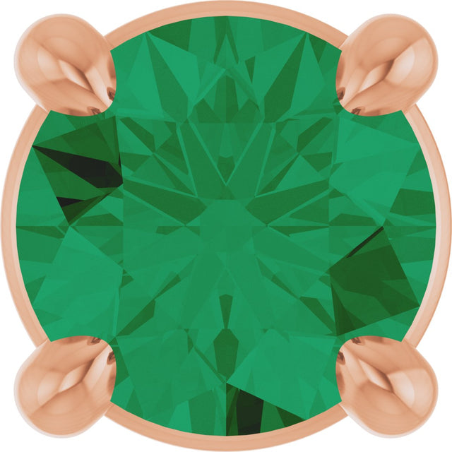 14K Gold Round Lab-Grown Emerald Solitaire Slide Necklace or Pendant - Rose Gold