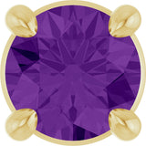 14K Gold Round Natural Amethyst Solitaire Slide Necklace or Pendant - Yellow Gold