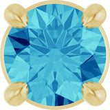 14K Gold Round Natural Blue Zircon Solitaire Slide Necklace or Pendant - Yellow Gold