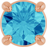 14K Gold Round Natural Blue Zircon Solitaire Slide Necklace or Pendant - Rose Gold