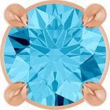 14K Gold Round Natural Aquamarine Solitaire Slide Necklace or Pendant - Rose Gold