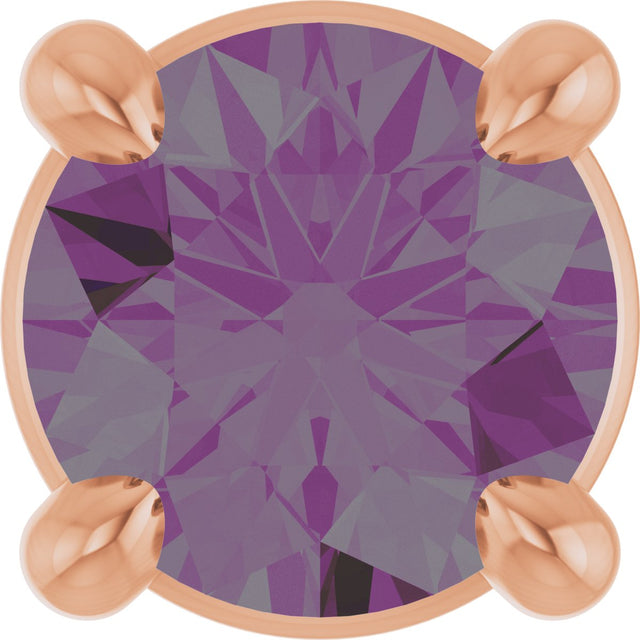 14K Gold Round Lab-Grown Alexandrite Solitaire Slide Necklace or Pendant - Rose Gold