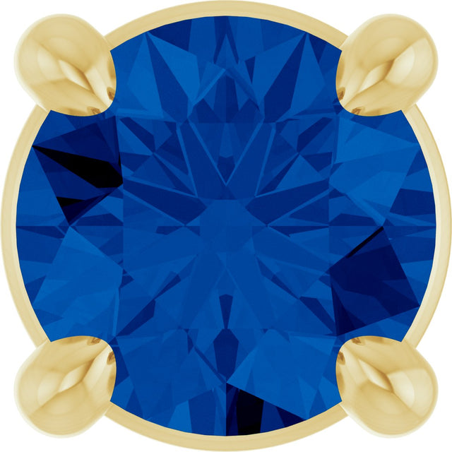 14K Gold Round Lab-Grown Blue Sapphire Solitaire Slide Necklace or Pendant - Yellow Gold