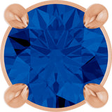 14K Gold Round Lab-Grown Blue Sapphire Solitaire Slide Necklace or Pendant - Rose Gold