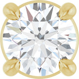 14K Gold Round Natural White Sapphire Solitaire Slide Necklace or Pendant - Yellow Gold