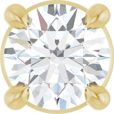 14K Gold Round Natural White Sapphire Solitaire Slide Necklace or Pendant - Yellow Gold