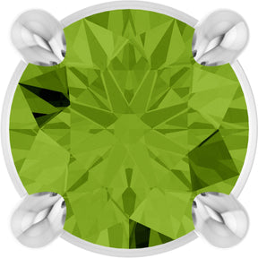 Platinum Round Natural Peridot Solitaire Slide Necklace or Pendant