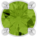 14K Gold Round Natural Peridot Solitaire Slide Necklace or Pendant - White Gold