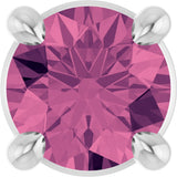 14K Gold Round Natural Pink Tourmaline Solitaire Slide Necklace or Pendant - White Gold