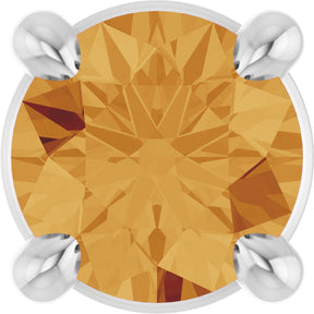 Platinum Round Natural Citrine Solitaire Slide Necklace or Pendant