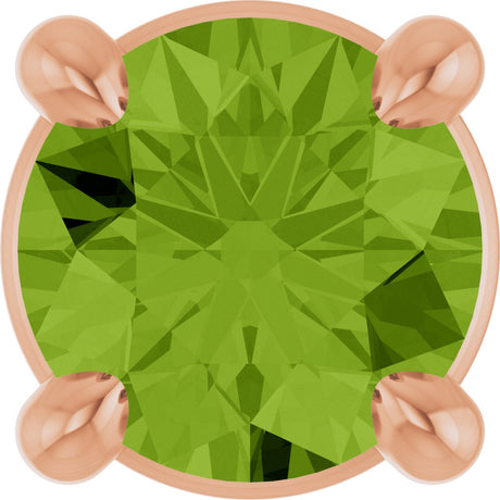 14K Gold Round Natural Peridot Solitaire Slide Necklace or Pendant - Rose Gold