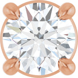 14K Gold Round Natural White Sapphire Solitaire Slide Necklace or Pendant - Rose Gold