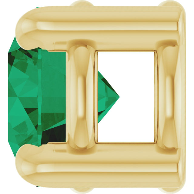 14K Gold Round Natural Emerald Solitaire Slide Necklace or Pendant - Yellow Gold - view 3