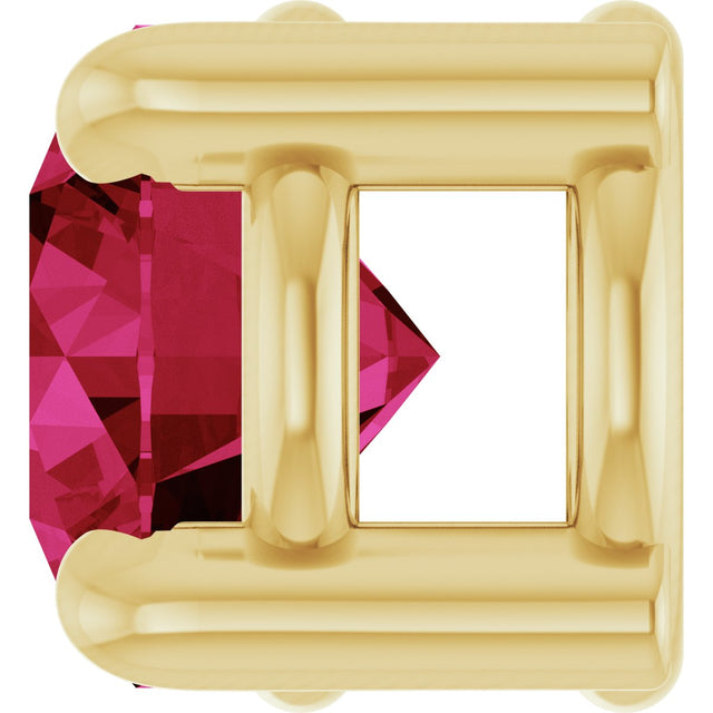 14K Gold Round Lab-Grown Ruby Solitaire Slide Necklace or Pendant - Yellow Gold - view 3