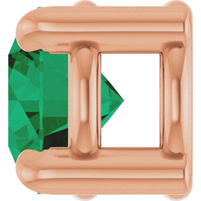 14K Gold Round Natural Emerald Solitaire Slide Necklace or Pendant - Rose Gold - view 3